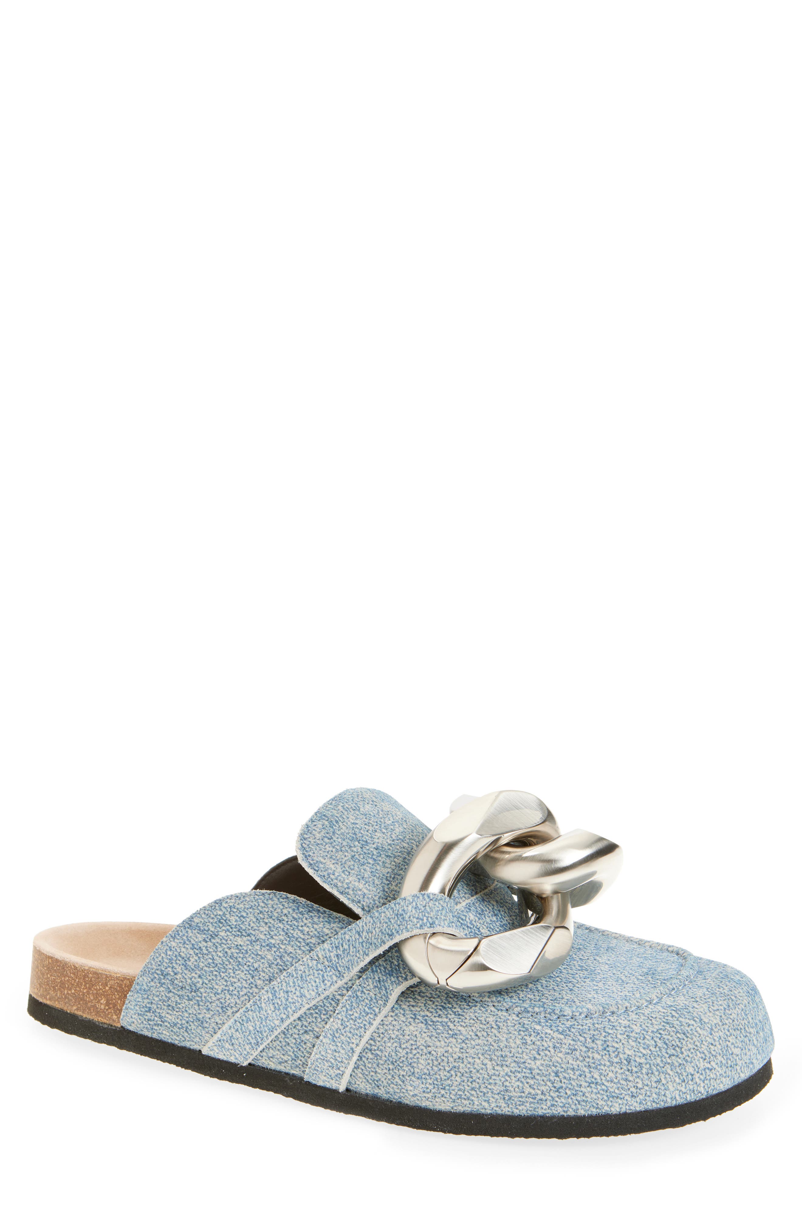 Chain Detail Loafer Mule, Main, color, BLUE