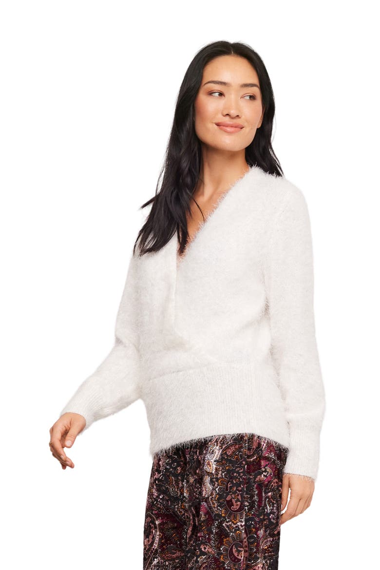 Eyelash Wrap Sweater, Alternate, color, CREAM