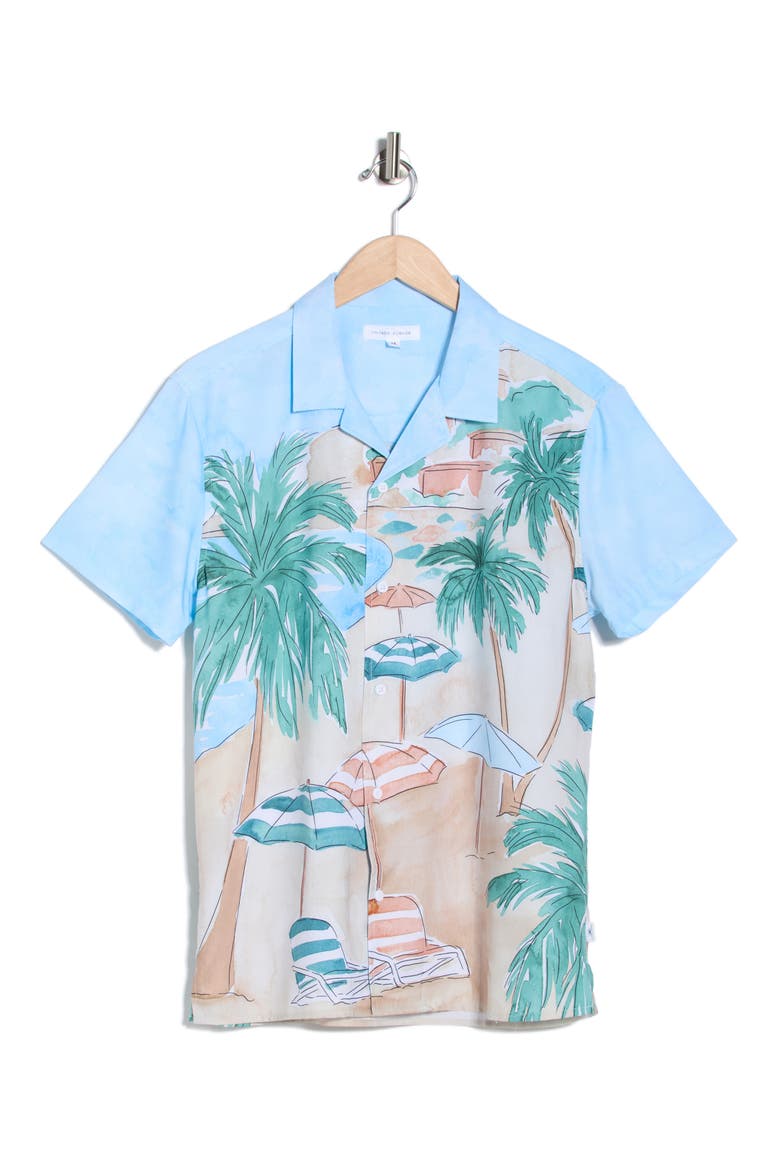 Beach Scene Camp Shirt, Alternate, color, TAN