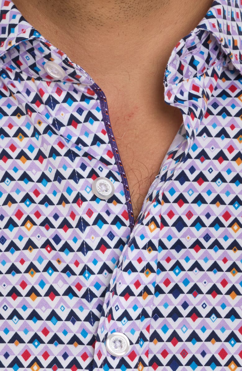 Robert Graham Sanders Geo Print Button-Up Shirt, Alternate, color, 