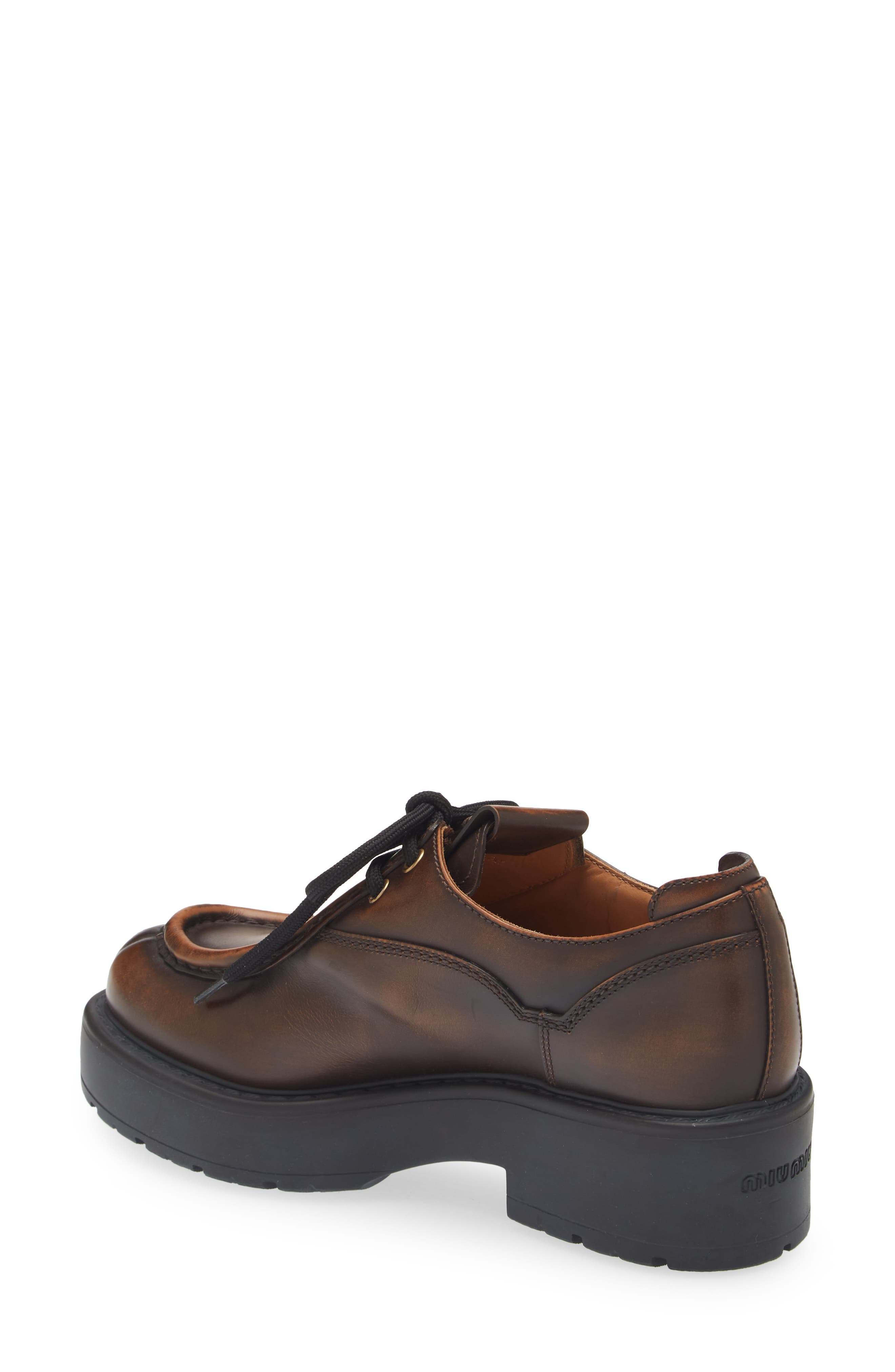 Miu Miu Boyfriend Lu Platform Derby, Alternate, color, Brown