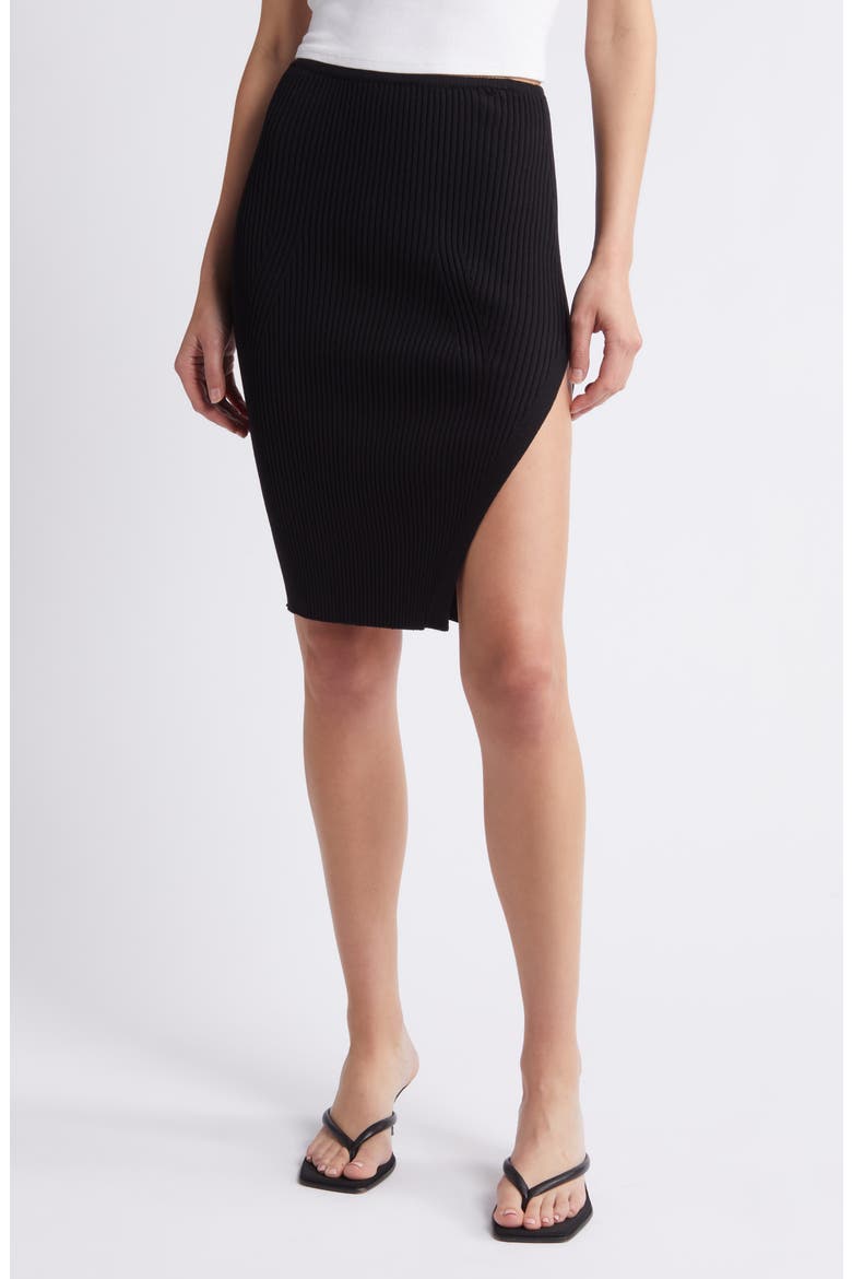 Rib Sweater Convertible Top/Skirt, Main, color, BLACK