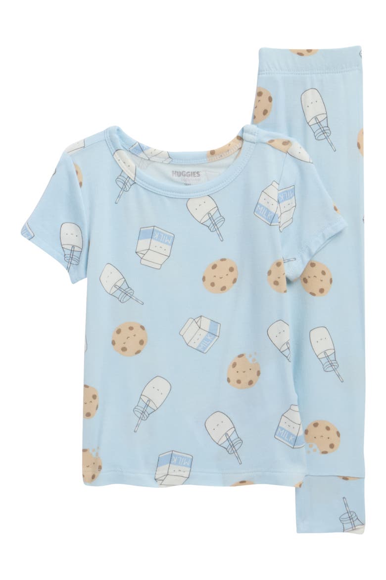 Printed Stretch Viscose Short Sleeve Pajama Set, Main, color, HUGGIES CASHMERE BLUE