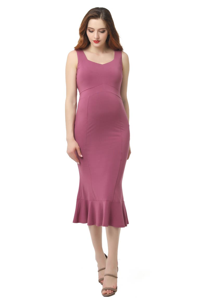 Kora Maternity Mermaid Midi Dress, Alternate, color, ROSE