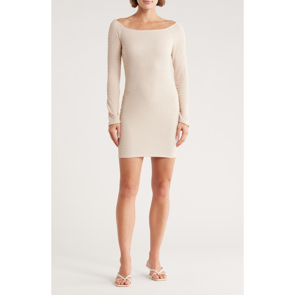 Madden Girl Raglan Long Sleeve Minidress In Neutral