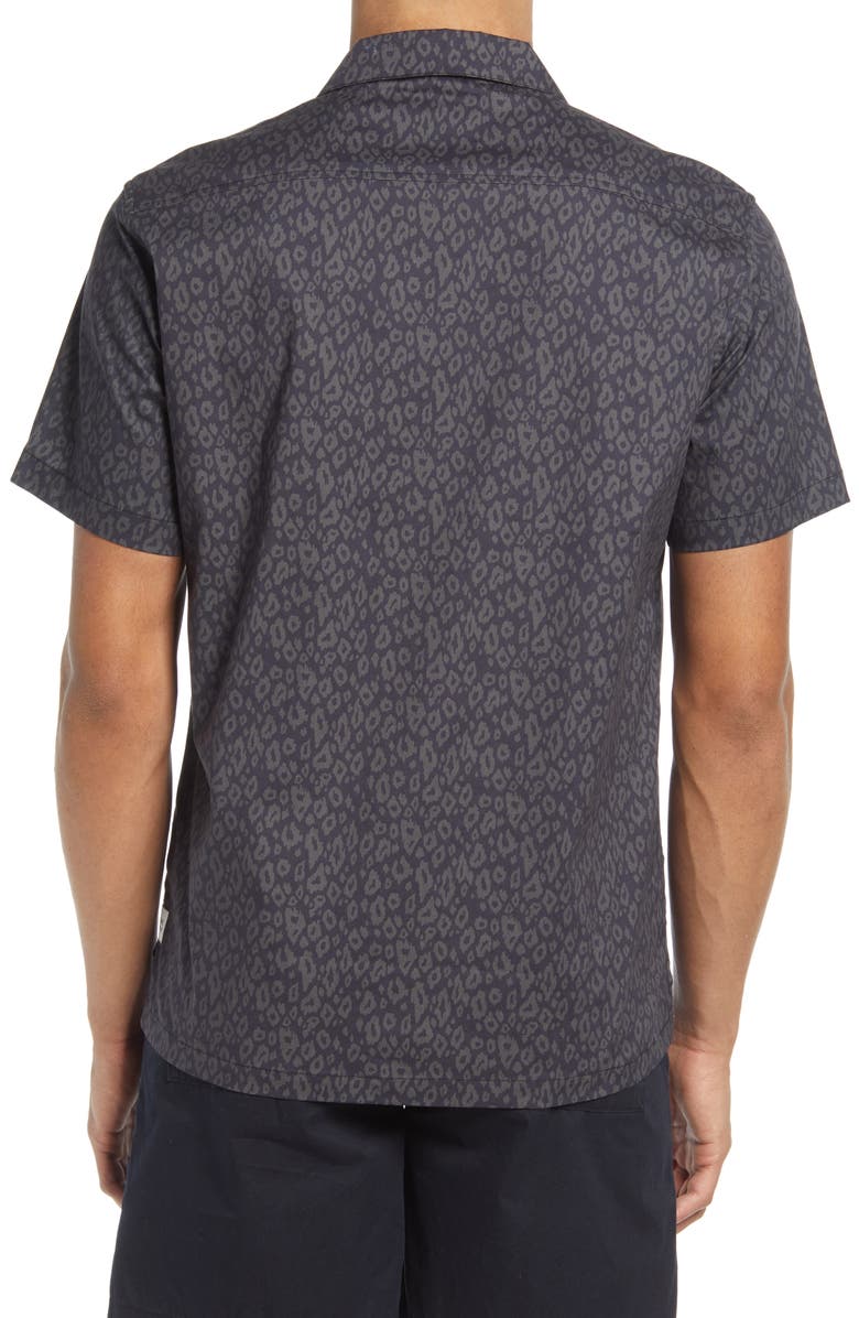 Public Art Leopard Print Short Sleeve Button-Up Camp Shirt, Alternate, color,