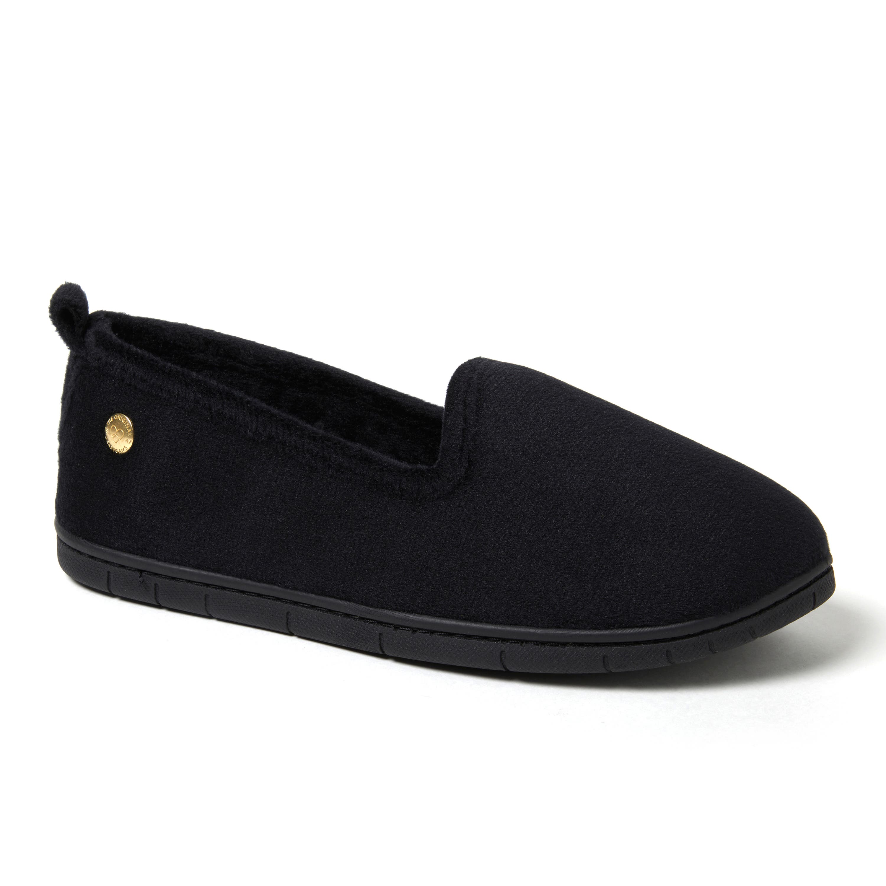 DEARFOAMS Rachel Velour Closed Back Slipper, Main, color, Black