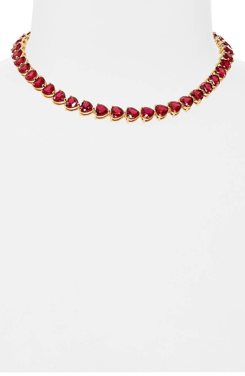 JUDITH LEIBER COUTURE Small Cubic Zirconia Heart Tennis Necklace, Alternate, color, 