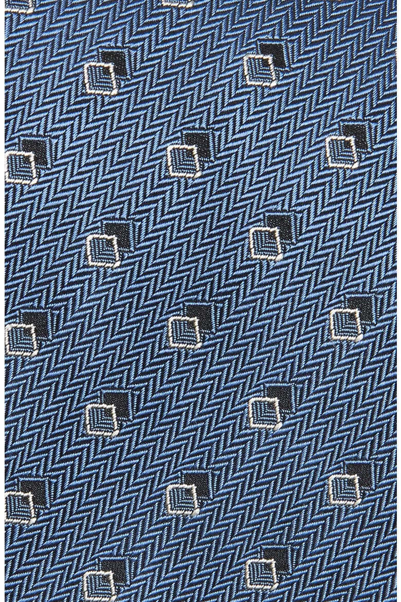 Geometric Herringbone Silk Tie, Alternate, color, ROYAL/ OFF WHITE