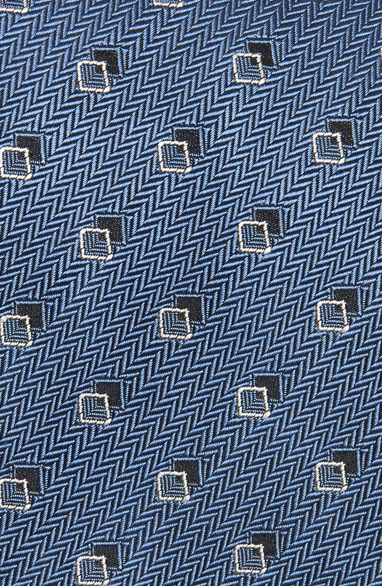 Brioni Geometric Herringbone Silk Tie, Alternate, color, Royal/ Off White
