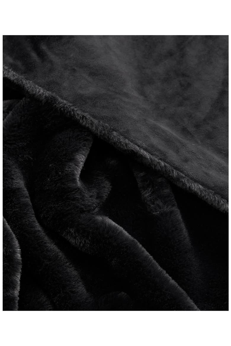 Faux Fur Throw, Alternate, color, BLACK