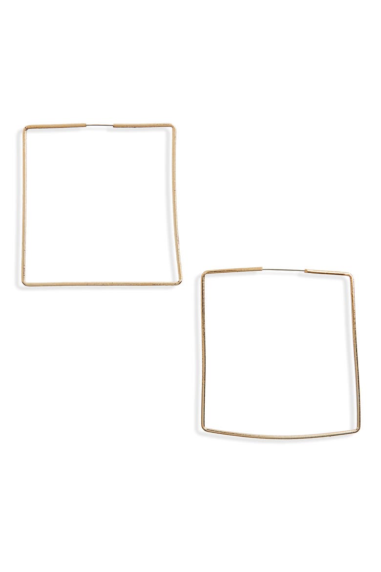 Square Hoop Earrings, Main, color, GOLD