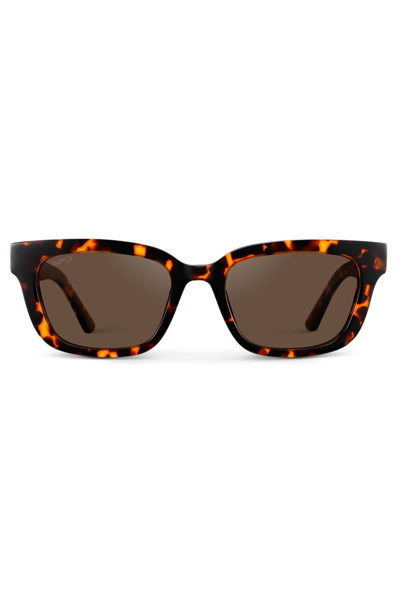 Vivian - 52mm Modern Rectangular Polarized Sunglasses, Main, color, Ember Tortoise