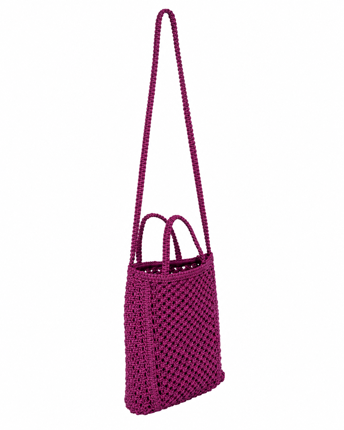 Mini Sunwashed Macrame Shopper, Alternate, color, Ibis Rose