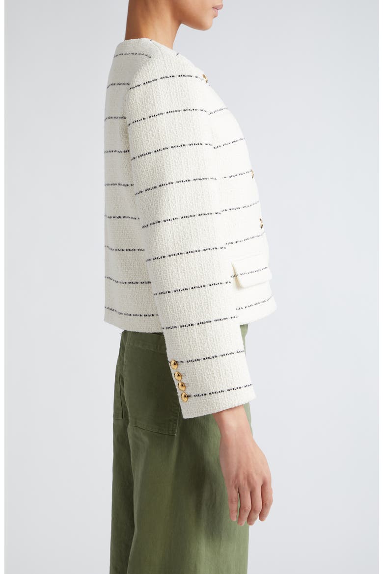 Paige Stripe Cotton Blend Jacket, Alternate, color, BLACK/ IVORY STRIPE