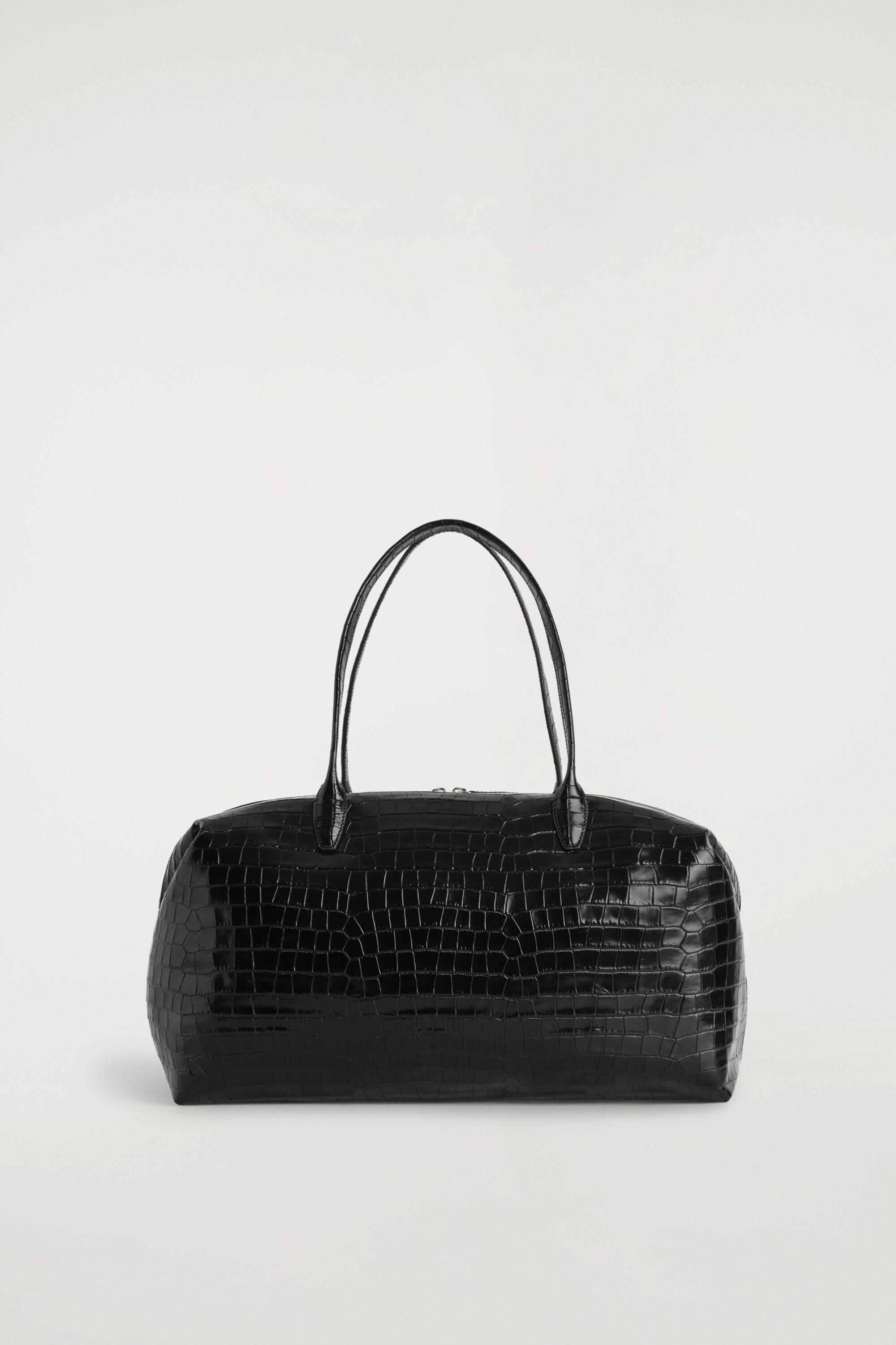 Montmartre Bowling Bag - Croc-effect Leather, Alternate, color, BLACK / CROC EFFECT