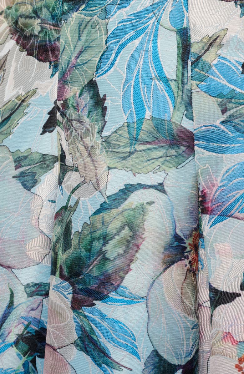 Adrianna Papell Floral Jacquard Midi Fit & Flare Cocktail Dress, Alternate, color, 