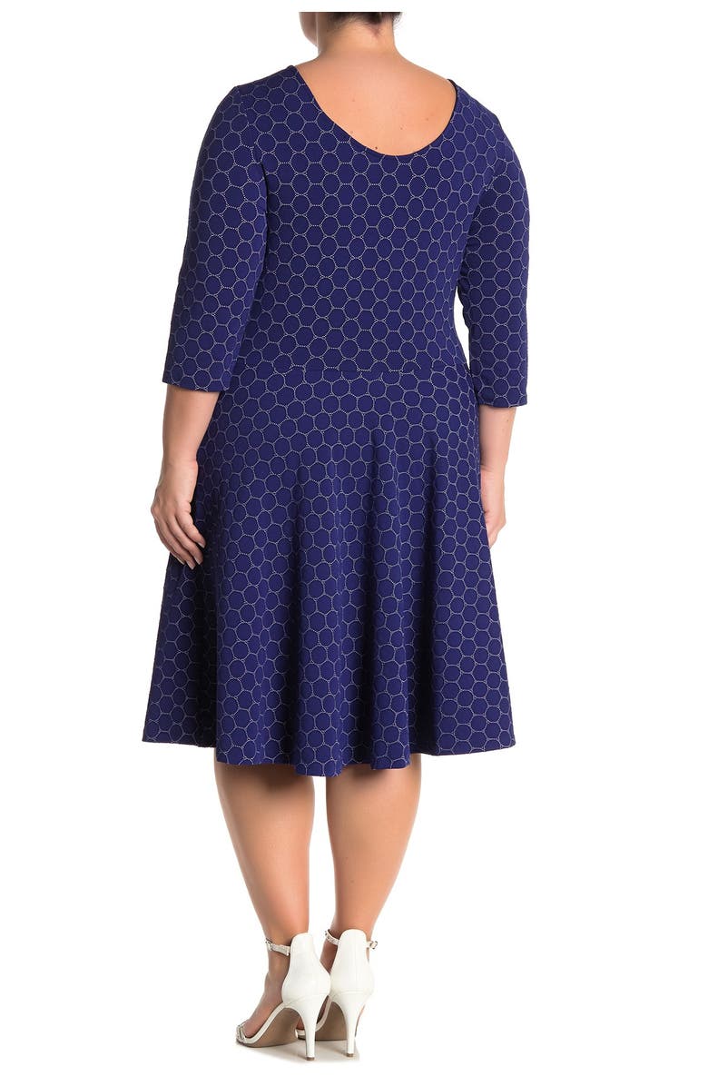 Leota Stretch Knit 3/4 Sleeve Fit & Flare Dress, Alternate, color, 