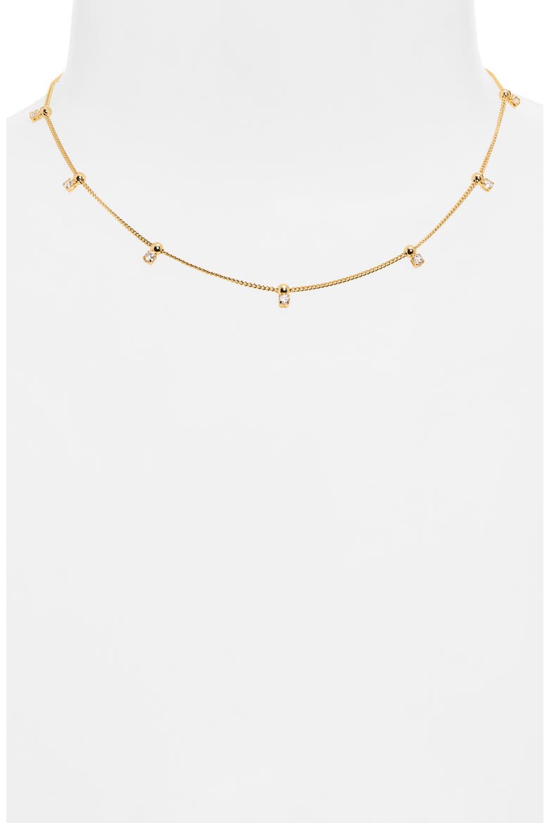 Kornelia Cubic Zirconia Beaded Station Chain Necklace, Alternate, color, GOLD