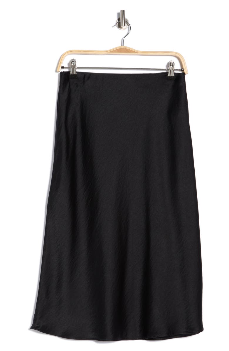 NORDSTROM RACK Textured Satin Midi Skirt, Main, color, Black
