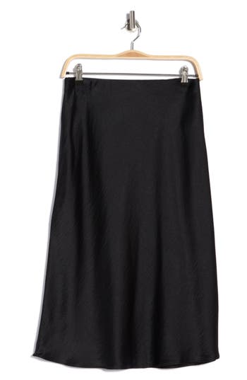 Nordstrom Rack Textured Satin Midi Skirt In Black