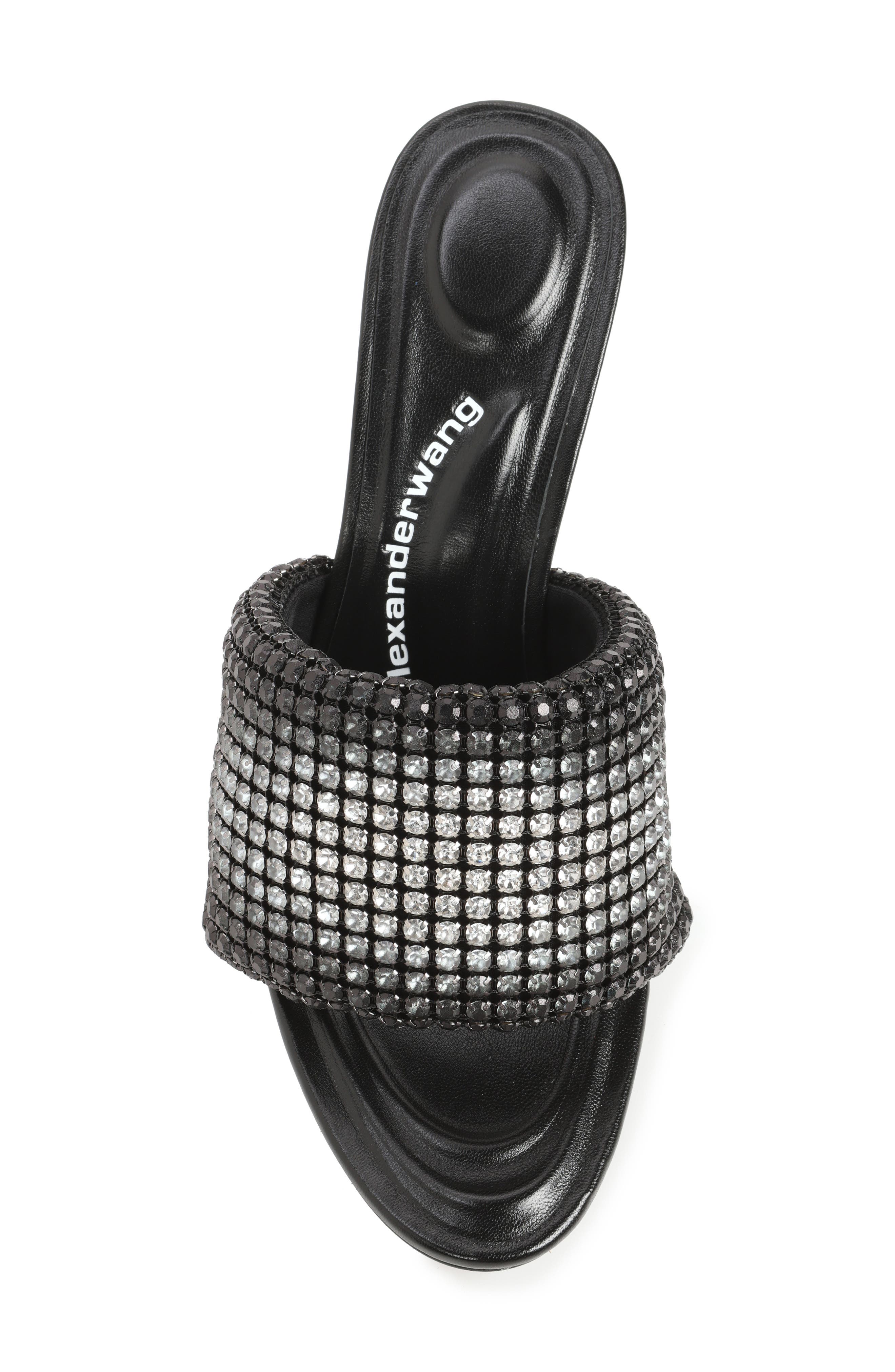 Alexander Wang Heiress Crystal Mesh Slide Sandal, Alternate, color, Black Aged