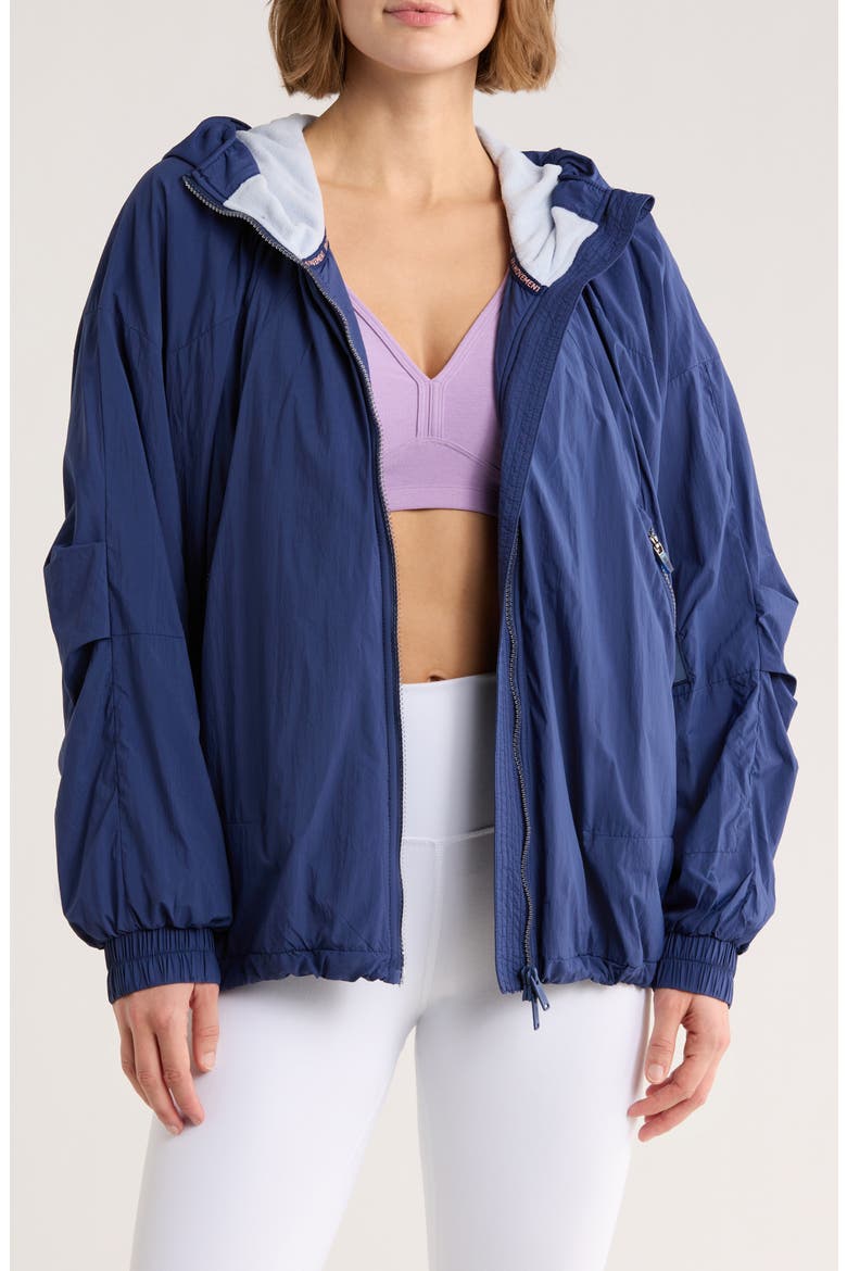 Explore More Nylon Hooded Jacket, Main, color, BLUE/ NAVY
