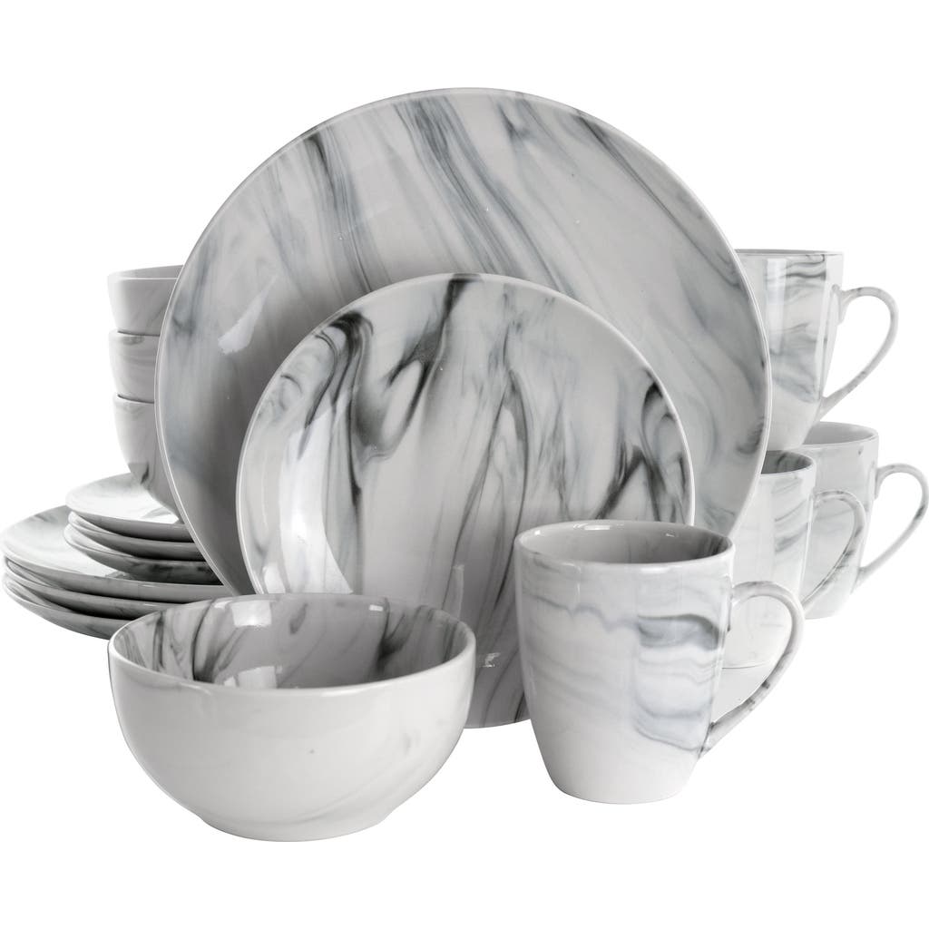 Elama Fine Marble 16 Piece Stoneware Dinnerware Set In Multi