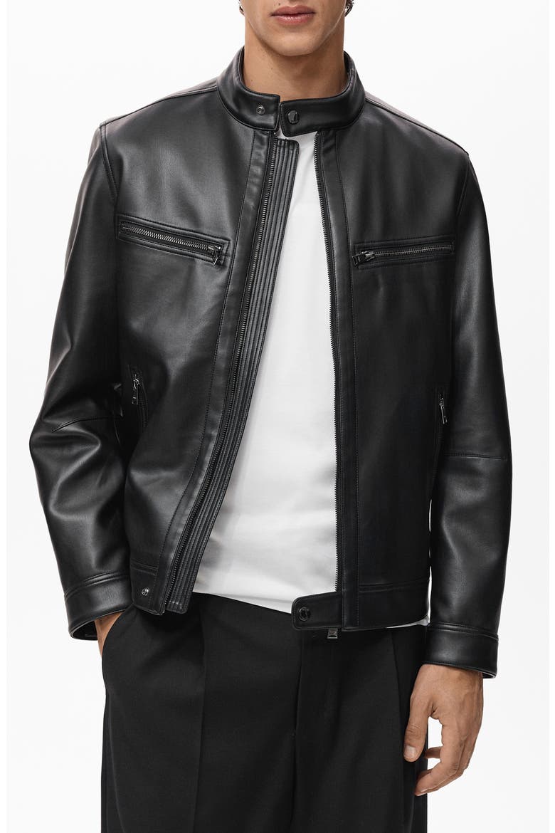 Faux Leather Moto Jacket, Main, color, BLACK
