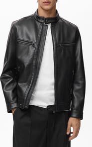 MANGO Faux Leather Moto Jacket