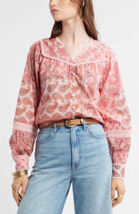 Lace Trim Button-Up Shirt