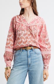 Treasure & Bond Lace Trim Button-Up Shirt