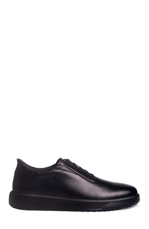 Harbor Road Hands Free Technology Lightweight Leather Perforated Sneaker, Alternate, color, Black Napa Leather/Black Sole