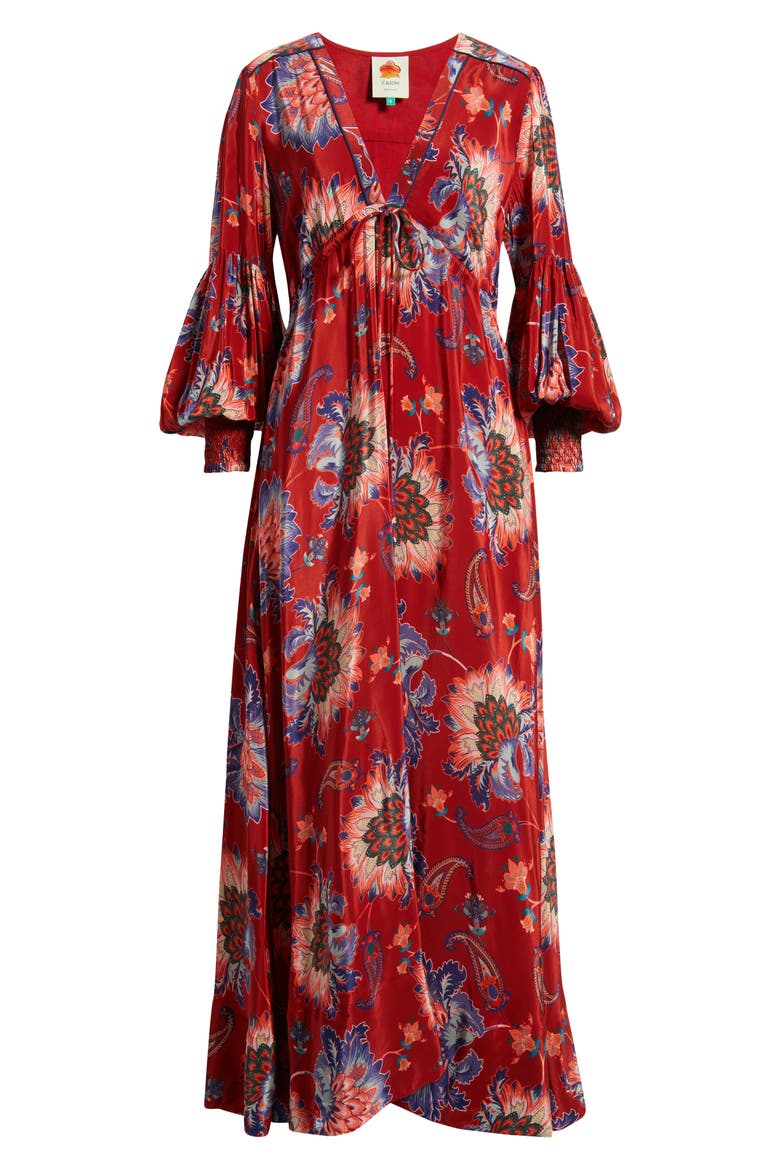 Luang Long Sleeve Maxi Dress, Alternate, color, RED