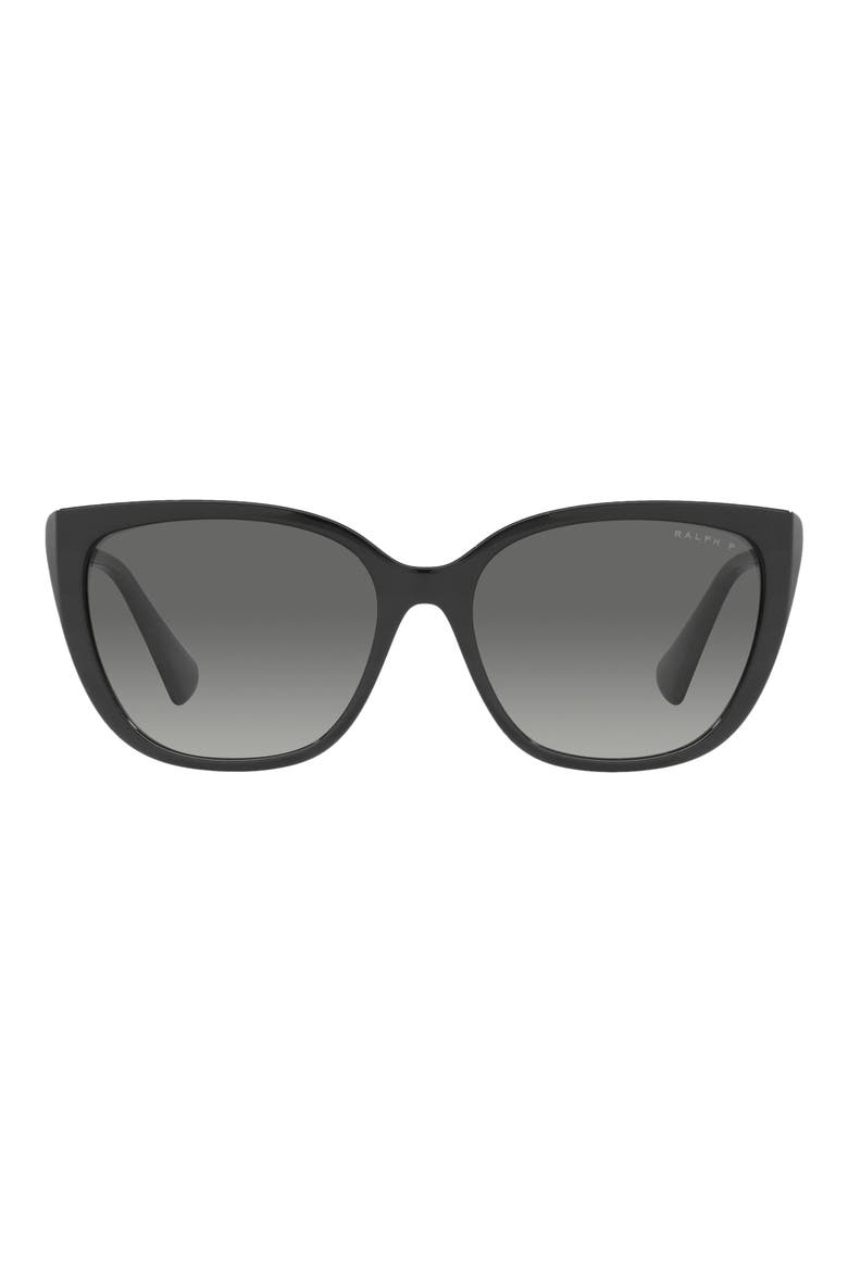 56mm Polarized Butterfly Sunglasses, Main, color, BLACK / POLAR GRADIENT GREY