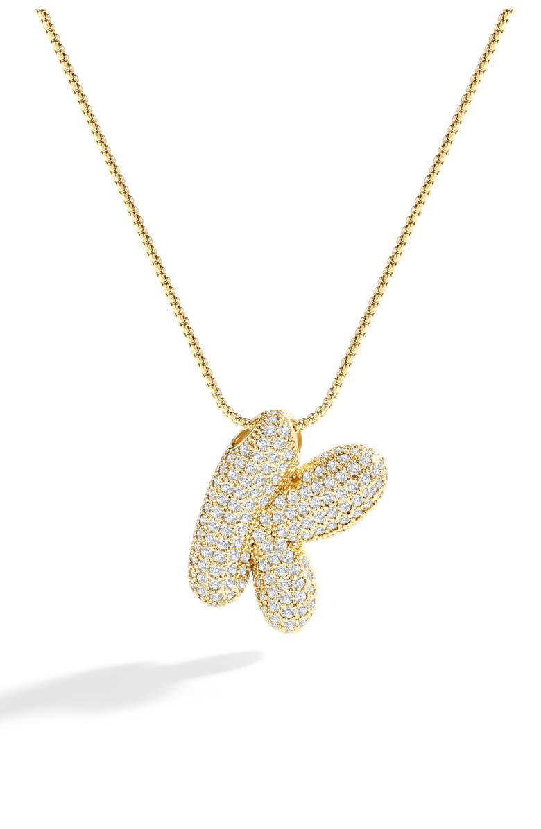 Mint & Lily Pave Bubble Initial Necklace, Main, color, 18K Gold / Letter K