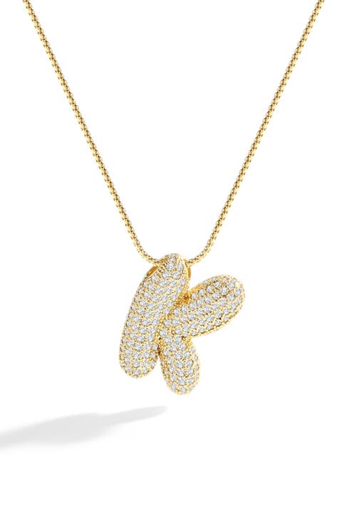 Pave Bubble Initial Necklace