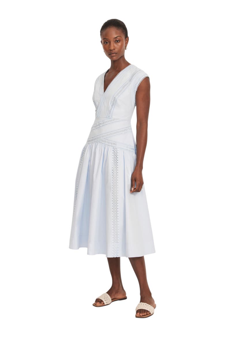 Trim Detail Extreme Midi Dress, Main, color, Blue