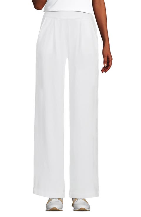 Lands' End Knit High Rise Pleated Wide Leg Pants
