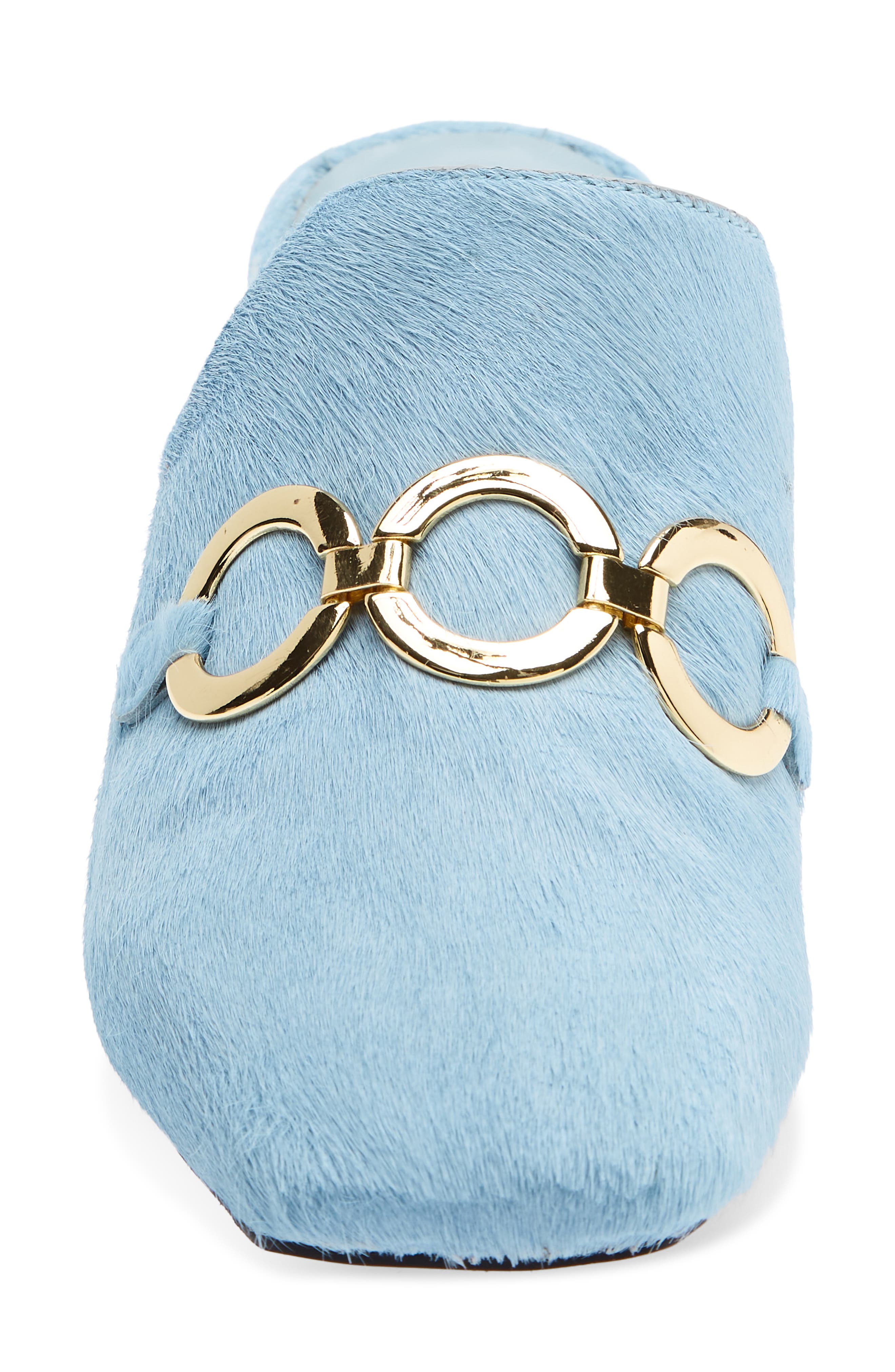 Natty Genuine Calf Hair Heeled Mule, Alternate, color, LIGHT BLUE