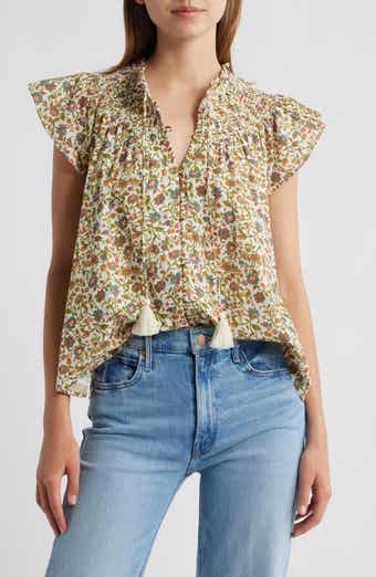 Cleobella Dira Smocked Tassel Tie Organic Cotton Top