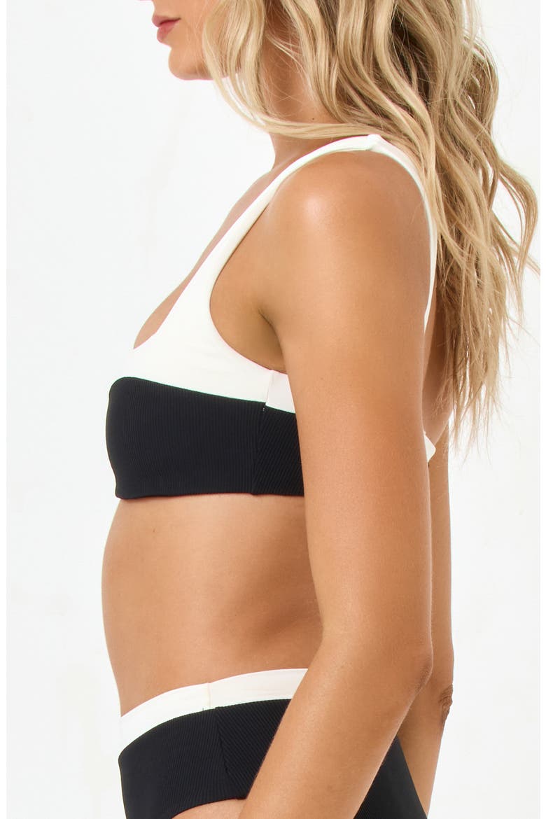 Zuri Rib & Jersey Bikini Top, Alternate, color, BLACK/ CREAM
