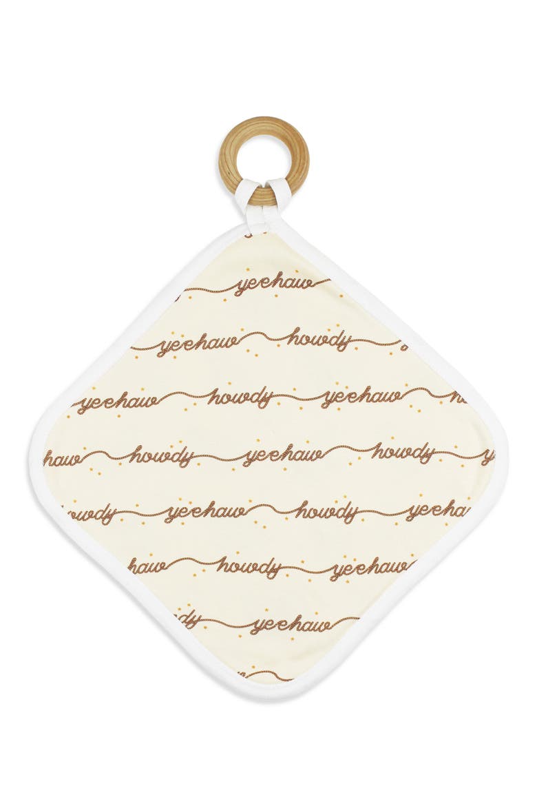 Print Organic Cotton Lovey with Removable Teething Ring, Alternate, color, LITTLE LASSO