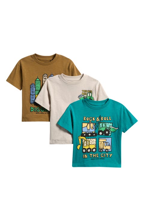 Kids' Digger Assorted 3-Pack Cotton T-Shirts (Baby, Toddler & Little Kid)