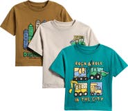 NEXT Kids' Digger Assorted 3-Pack Cotton T-Shirts
