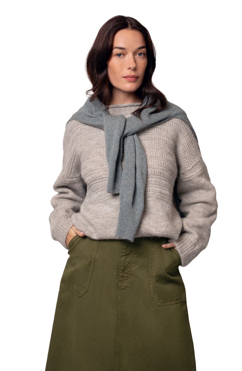 Celtic & Co. British Heritage Gansey Sweater, Alternate, color, Undyed Taupe