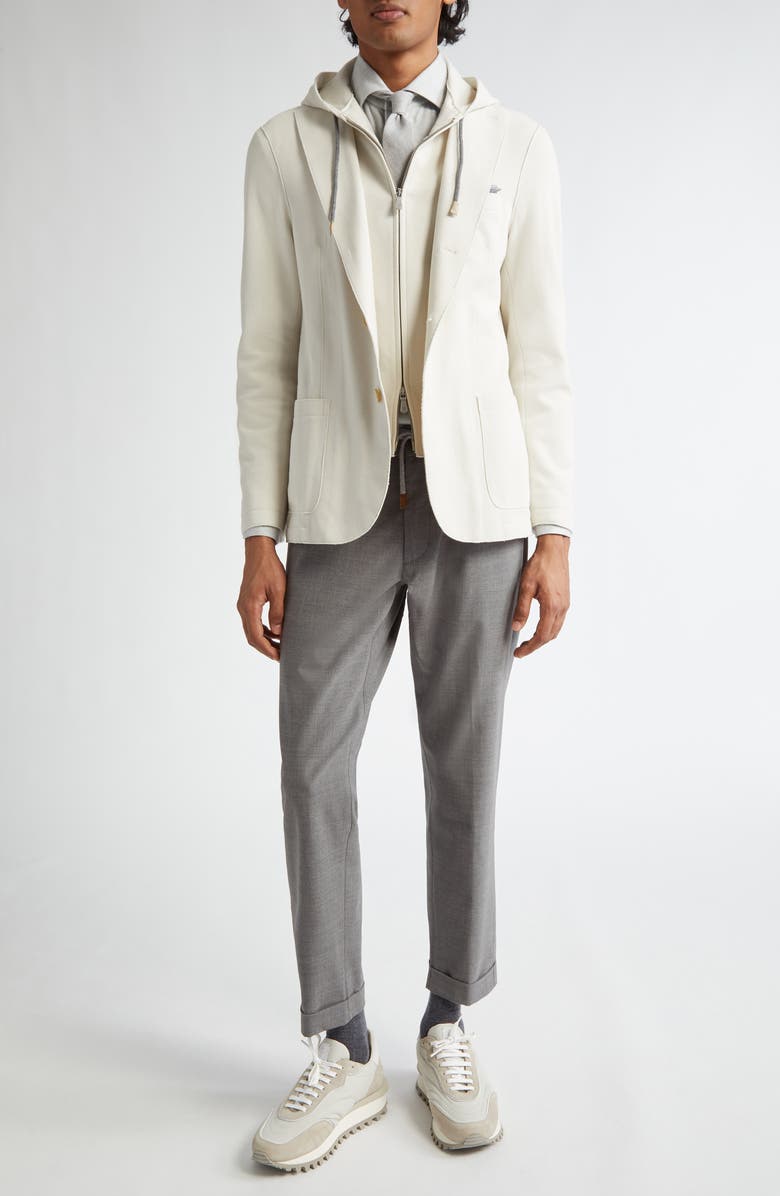 Eleventy Cotton Blend Piqué Sport Coat with Removable Hooded Bib, Alternate, color,