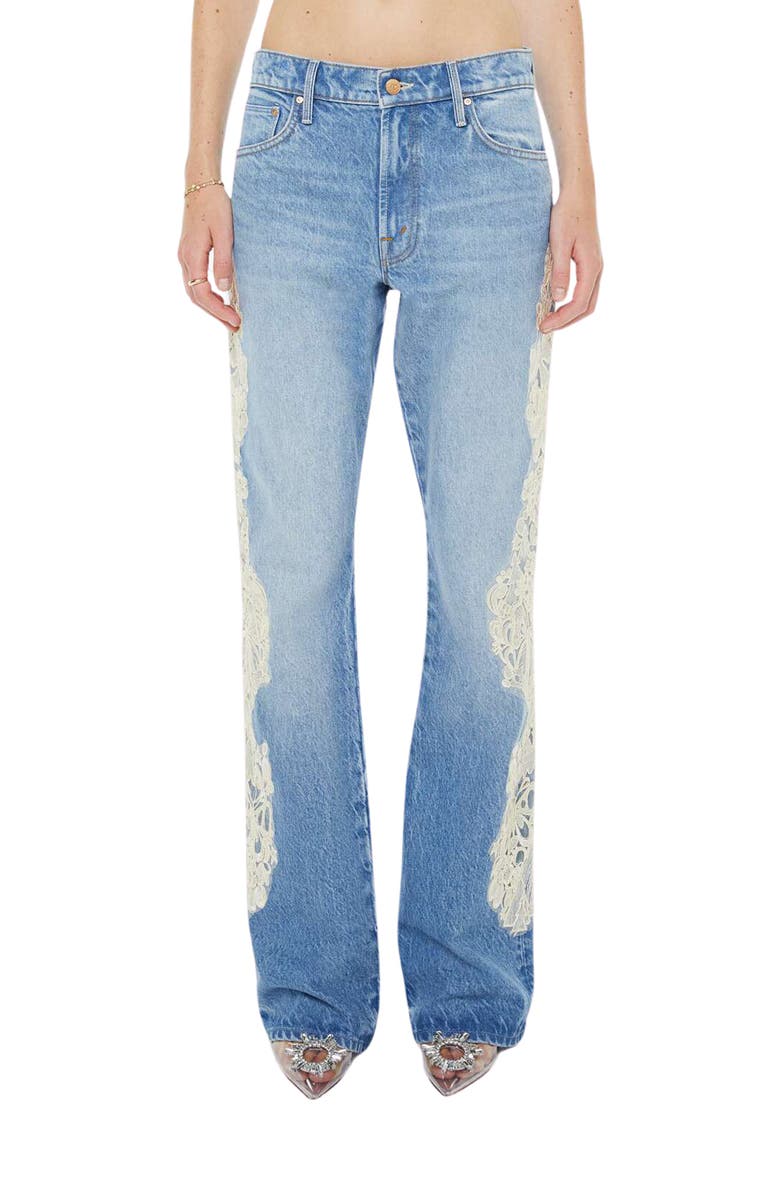MOTHER The Chomp Heel Lace Trim Bootcut Jeans, Main, color, Wish Bone