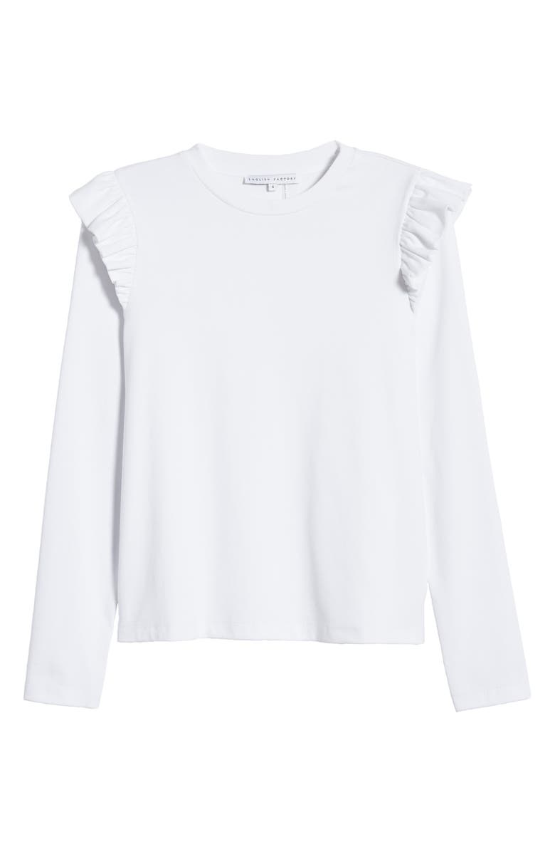 English Factory Ruffle Shoulder Top, Alternate, color, White