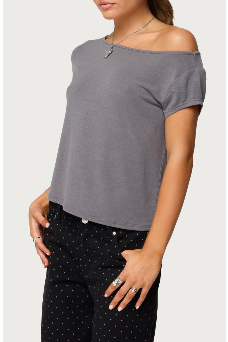Anabella Off the Shoulder T-Shirt, Alternate, color, DARK-GRAY